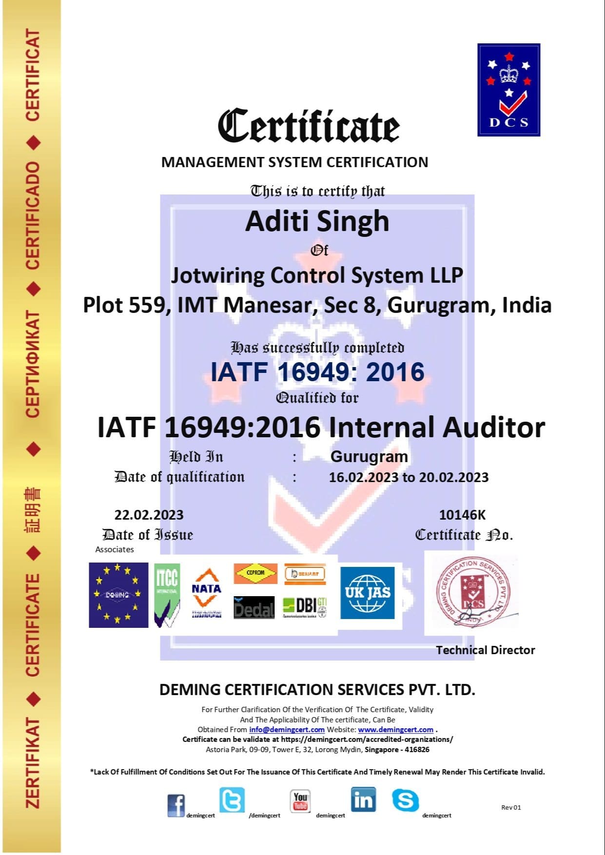 Iatf Internal Auditor Training On Isots16949 Ssqi 9884